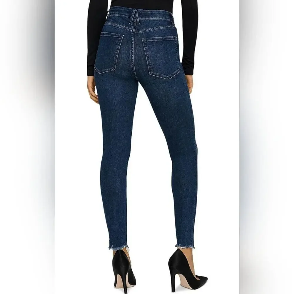 Good American Women's Good Waist Crop Jeans Size‎ 0/25 Raw Hem High-Rise Skinny